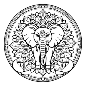Bezauberndes Mandala Mix mit majestätischem Elefanten Ausmalbild für kleine Künstler auf fantastischen Entdeckungstouren
