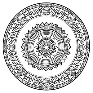 Faszinierendes Mandala Mix mit dynamischen geometrischen Formen Ausmalvorlage für neugierige Farbentdecker auf bunten Ideenreisen