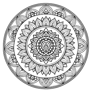 Faszinierendes Mandala Mix mit blühendem Blumenmuster Ausmalbild für kleine Künstler auf bunten Farbexpeditionen