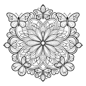 Verwirrendes Mandala mit faszinierenden Schmetterlingen und Sternen Ausmalmotivation für träumerische Forscher und kreative Entdecker