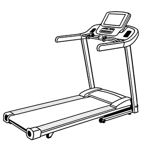 Futuristisches Laufband mit Bildschirm und Widerstandssystem Ausmalmotiv für junge Fitness-Abenteurer