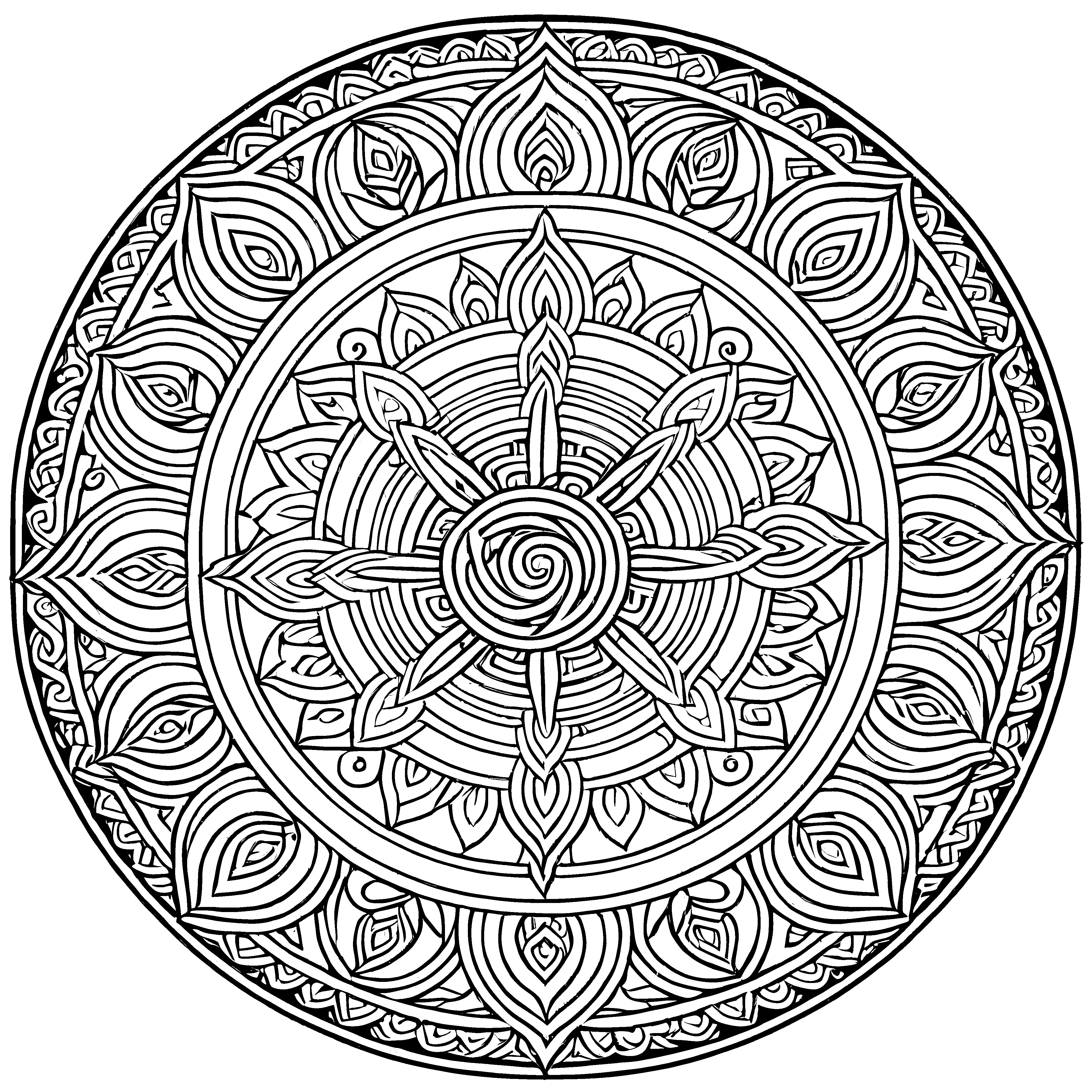 Faszinierendes Mandala mit blühenden Ornamenten Ausmalbild für kreative Farbentdecker und junge Fantasiekünstler