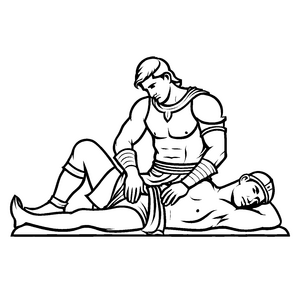 Faszinierender Gladiator beim Massieren Ausmalbild für neugierige Kämpfer