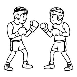 Zwei Cartoon Boxer im Ring mit großen Handschuhen Ausmalmotiv für lebhafte Kämpfer