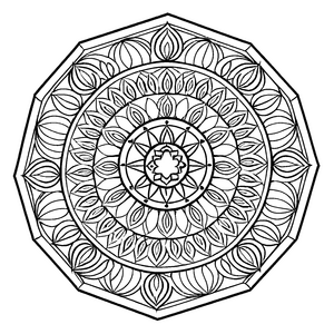 Verzauberndes Mandala mit harmonischen Formen Ausmalbild für junge Entdecker und kreative Köpfe
