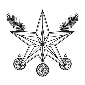 Bezaubernder Weihnachtsstern mit bunten Ornamenten Malvorlage für fantasievolle Künstler
