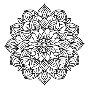 Fesselndes Mandala mit elegantem Blütenmuster Malvorlage für künstlerische Entdecker und junge Farbenfreunde