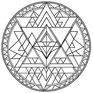 Faszinierendes Mandala mit vielfältigen geometrischen Formen Ausmalbild für neugierige Farbentdecker und kreative Visionäre