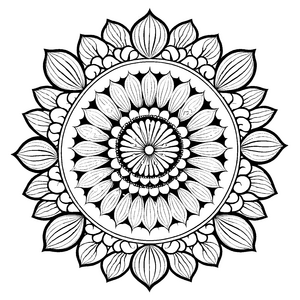 Verspieltes Mandala mit blühenden Kreisdetails Ausmalmotiv für kleine Farbexperten und fantasievolle Träumer