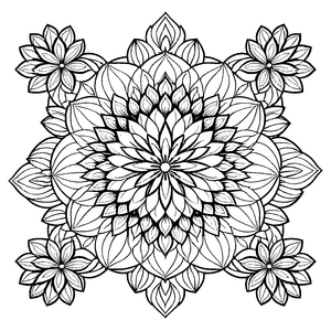 Intrikates Mandala mit feinen geometrischen Mustern Ausmalmotiv für fantasievolle Künstler und neugierige Entdecker