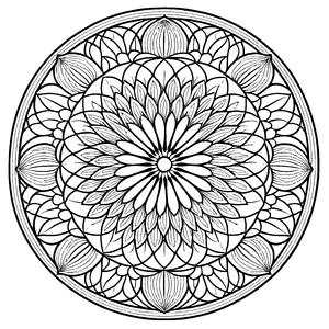 Bezauberndes Mandala mit blühendem Zentrum und Sternen-Motiven Ausmalbild für junge Farbzauberer und kreative Entdecker