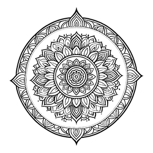 Verzauberndes Mandala mit filigranen Motiven und harmonischen Formen Ausmalvorlage für kleine Zen-Meister und kreative Seelen