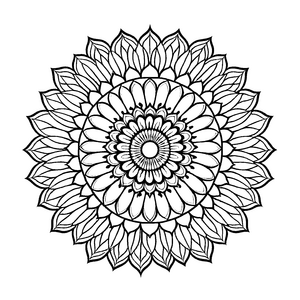 Strahlendes Mandala mit schimmerndem Sternenmotiv und kunstvollen Formen Ausmalvorlage für junge Träumer und kreative Geschichtenerzähler