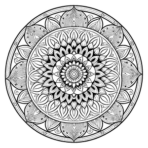 Bezauberndes Mandala mit filigranen Ornamenten und harmonischen Linien Ausmalmotiv für kleine Künstler und fantasievolle Abenteurer