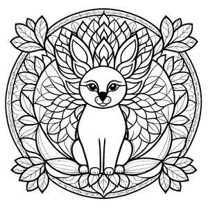 Charmantes Mandala mit einer süßen Katze im Zentrum Ausmalmotiv für kreative Katzenfreunde und kleine Traumerfinder