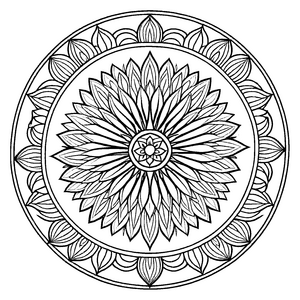 Verzauberndes Mandala mit floralen Mustern und filigranen Details Ausmalvorlage für kleine Künstler und träumerische Farbzauberer