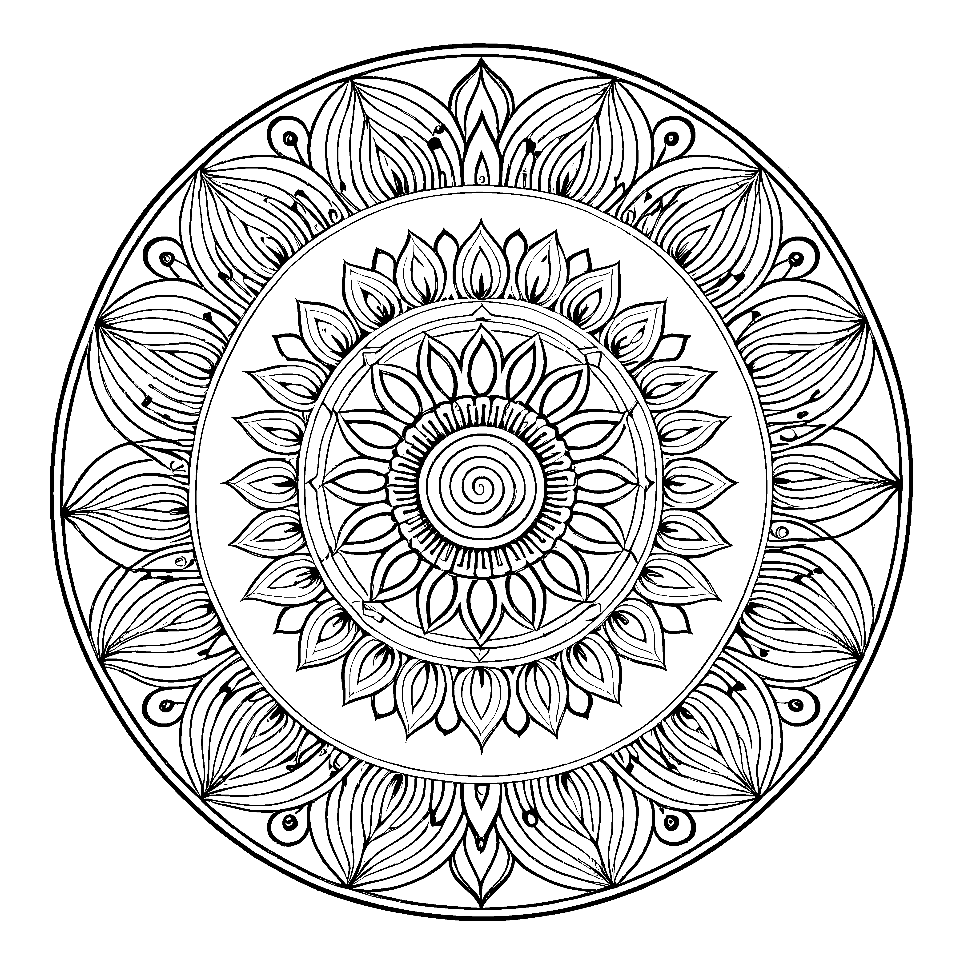 Faszinierendes Mandala mit komplexen Formen und harmonischen Designs Malvorlage für kleine Visionäre und kreative Farbexperten
