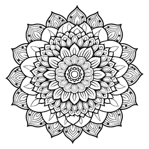 Bezauberndes Mandala mit filigranen Mustern und Mittelpunkt Ausmalvorlage für träumerische Künstler und kleine Farbkünstler