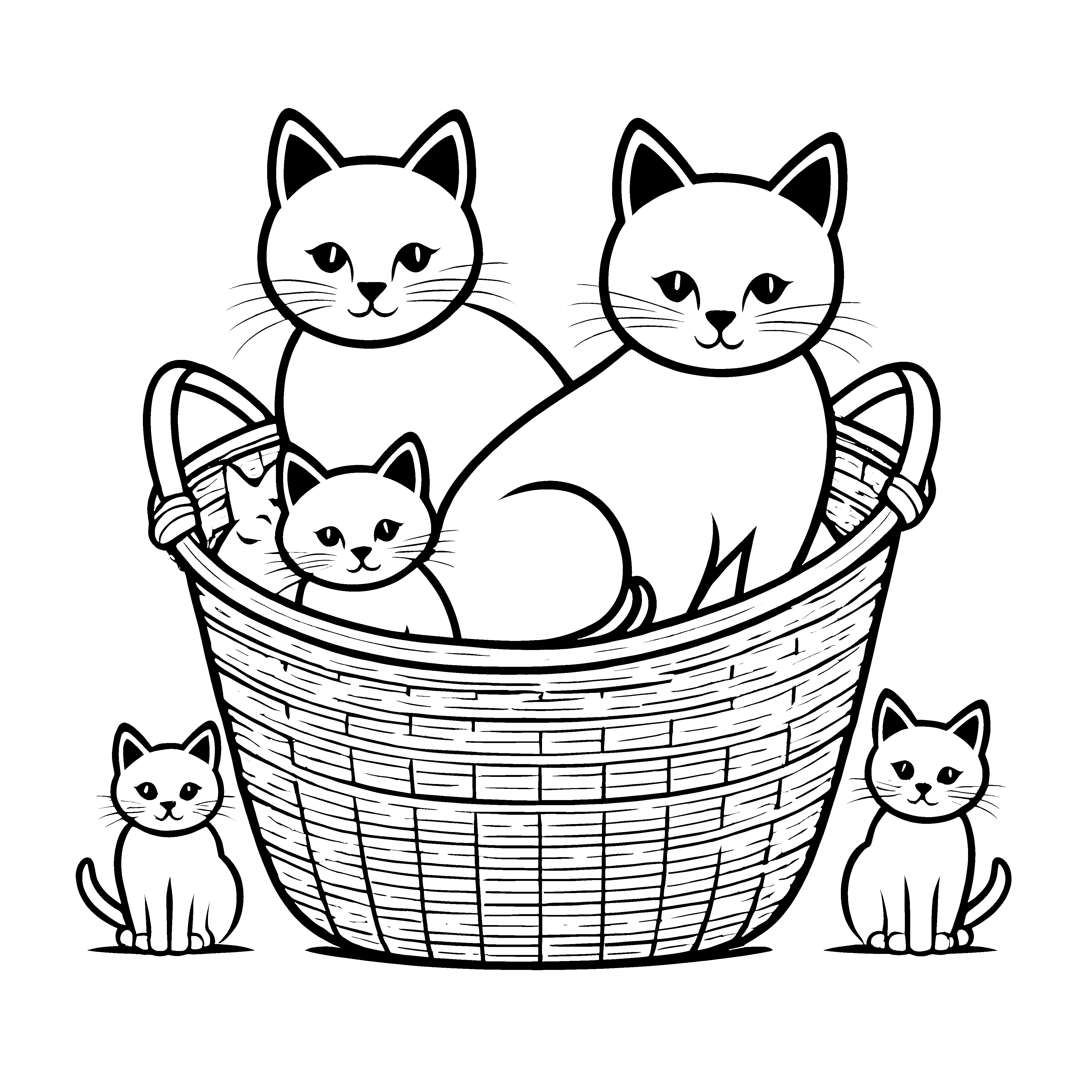 Katzenmama mit ihren verspielten Kätzchen Bastelmotiv für kleine Herzensbrecher