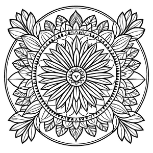 Verträumtes Mandala mit geometrischen Mustern und blühendem Design Ausmalvorlage für kleine Entdecker und kreative Farbzauberer