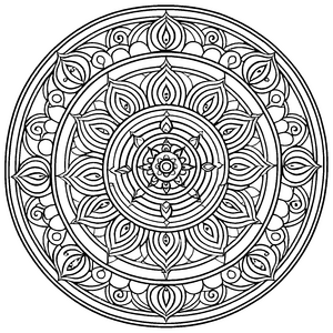 Magisches Mandala mit fesselnden geometrischen Formen Ausmalbild für fantasievolle Farbwelteroberer und kreative Köpfe