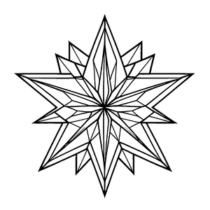 Faszinierender Weihnachtsstern mit geheimnisvollem Design Ausmalvorlage für neugierige Weihnachtsabenteurer