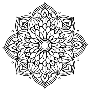 Faszinierendes Mandala mit intricaten Mustern und harmonischen Symmetrien Ausmalvorlage für kleine Farbzauberer und kreative Entdecker