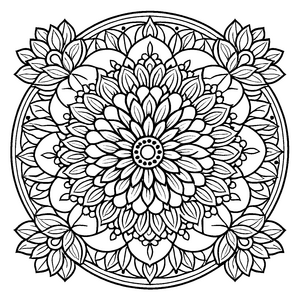 Magisches Mandala mit verschnörkelten Motiven und klaren Linien Ausmalvorlage für kleine Farbträumer und kreative Entdecker