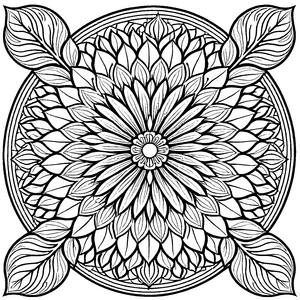 Fesselndes Mandala mit poetischen Mustern und dynamischen Formen Ausmalbild für unerschrockene Farbgestalter und kreative Träumer