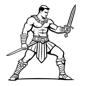 Muskulöser Gladiator mit schimmerndem Schwert Bastelmotiv für furchtlose kleine Abenteurer