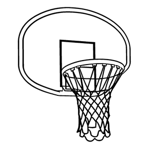 Faszinierender Basketballkorb mit einzigartigem Netz Ausmalbild für kleine Spielstrategen