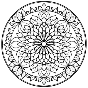 Bezauberndes Mandala mit eleganten Blütenmotiven Malvorlage für künstlerische Abenteurer und fröhliche Farbenliebhaber
