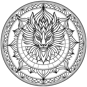 Faszinierendes Mandala mit geheimnisvollem zentralem Motiv Ausmalbild für kreative Denkern und mutige Farbgestalter