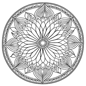 Einzigartiges Mandala mit mystischen geometrischen Mustern Ausmalvorlage für neugierige Entdecker und kreative Farbkünstler