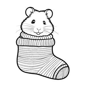 Fröhliche Maus im Weihnachtspullover mit Schal Malvorlage für fröhliche Entdecker