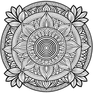 Bezauberndes Mandala mit komplexem geometrischen Design Ausmalbild für junge Fantasieträumer und kreative Entdecker