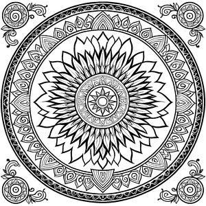 Intrigierendes Mandala mit fließenden Linien und Formen Ausmalvorlage für kleine Gestalter und abenteuerliche Farbentdecker
