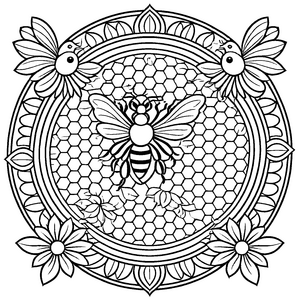 Bezauberndes Mandala mit summenden Bienen und Blütenpracht Ausmalmotiv für kleine Entdecker und kreative Farbprofis