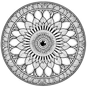 Mystisches Mandala mit hypnotisierenden Mustern Ausmalmotiv für kleine Visionäre und kreative Farbreisende
