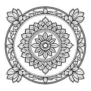 Bezauberndes Mandala mit komplexen geometrischen Formen Ausmalvorlage für künstlerische Entdecker und kreative Farbgestalter