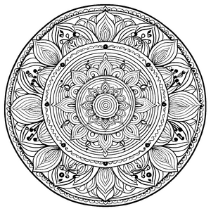 Faszinierendes Mandala mit geometrischen Formen und Mustern Ausmalbild für neugierige Künstler und träumende Farbentdecker
