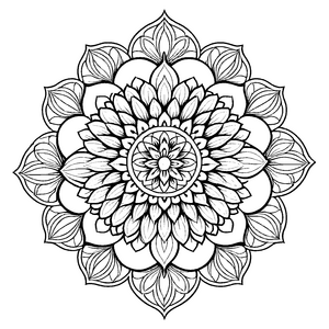 Faszinierendes Mandala mit floralem Design und eleganten Blättern Ausmalvorlage für kreative Träumer und künstlerische Farbinspirationen