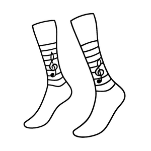 Musikalische Socken mit Noten-Motiv Ausmalbild für rhythmische Entdecker