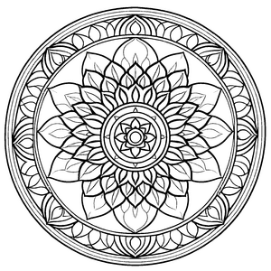 Faszinierendes Mandala mit floralen und geometrischen Mustern Ausmalvorlage für neugierige Farbträumer und kreative Entdecker