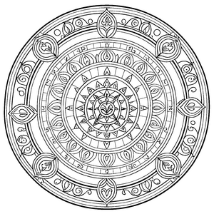 Faszinierendes Mandala mit kunstvollen Verzierungen und Mustern Ausmalvorlage für kreative Farbgestalter und kleine Traumfinder
