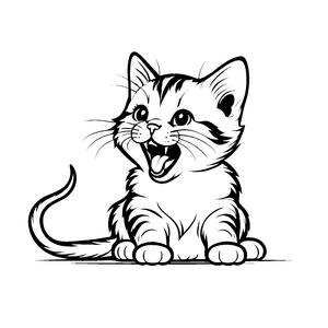 Süße gähnende Katze beim wunderbaren Blick nach oben Bastelmotiv für kleine Entdeckerinnen und Entdecker