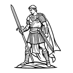 Mutiger römischer Legionär mit glänzendem Schwert Malvorlage für tapfere History-Heroes