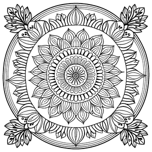 Verzauberndes Mandala mit eleganten Schwirrlinien Ausmalvorlage für träumende Farbzauberer und kleine Entdeckergeist