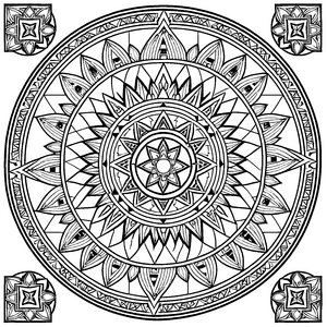 Fesselndes Mandala mit beeindruckenden Designs und spiraligen Mustern Ausmalmotiv für neugierige Farbkünstler und kleine Fantasietänzer