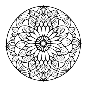 Bezauberndes Mandala mit floralen Formen und harmonischen Mustern Ausmalvorlage für kleine Kreativhelden und fantasievolle Farbträumer